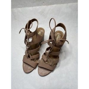 Coach Heels Womens 9.5 B Platform Strappy Slingback Black Faux Leather